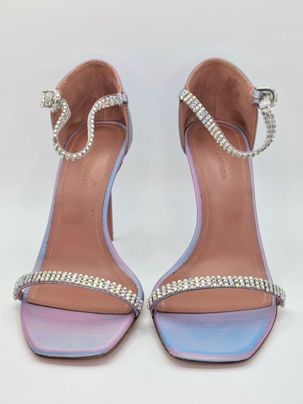 NWT Amina Muaddi Ursina Crystal Heels Sandals Rainbow IT 38 NIB Authentic - Picture 5 of 16